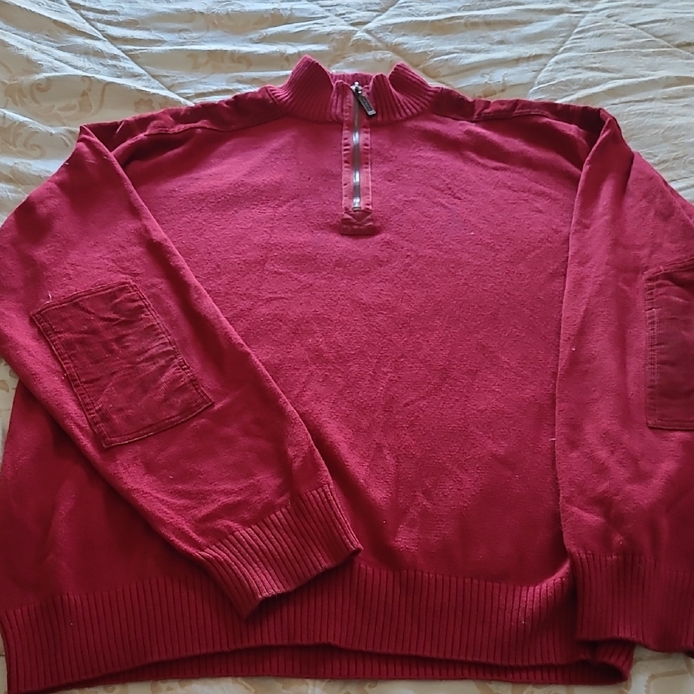 Men's Stylish Red Zip-Up Sweater